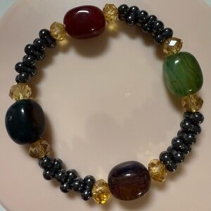 GEMSTONES MULTICOLOR BEADED
STRETCH BRACELET - Boho JEWELRY